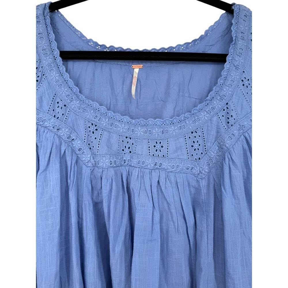 Free People Sandy Shores Tiered Babydoll Mini Dress Cornflower Blue Size Medium - Picture 7 of 13